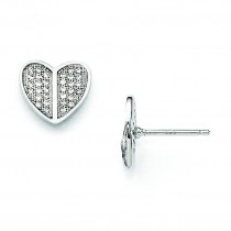 CZ Heart Post Earrings in Sterling Silver