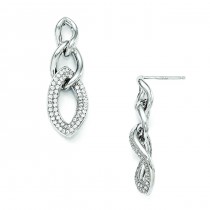 CZ Fancy Dangle Post Earrings in Sterling Silver