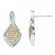 CZ Brilliant Embers Champagne White Earrings in Sterling Silver