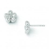 White Ice Matte Finish Diamond Flower Earrings in Sterling Silver (0.02 Ct. tw.)