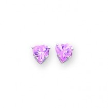 Pink CZ Heart Earrings in 14k White Gold