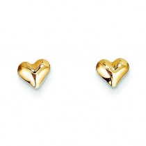 Small Puffed Heart Earrings in 14k Yellow Gold
