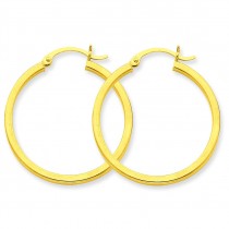 Square Tube Hoop Earrings in 14k Yellow Gold