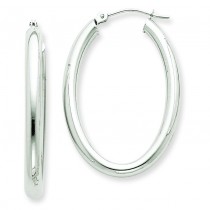 Oval Tube Hoop Earrings in 14k White Gold