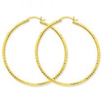 Diamond Cut Round Tube Hoop Earrings in 14k Yellow Gold