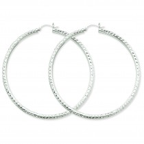 Diamond Cut Round Hoop Earrings in 14k White Gold