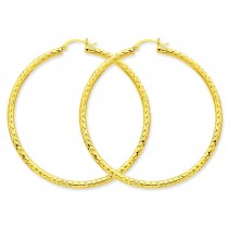 Diamond Cut Round Hoop Earrings in 14k Yellow Gold