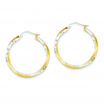 Diamond Cut Twisted Hoop Earrings in 14k Yellow Gold
