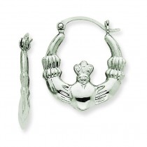 Claddagh Hoop Earrings in 14k White Gold