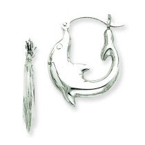 Dolphin Hoop Earrings in 14k White Gold