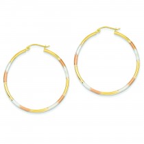 Tri Color Diamond Cut Earrings in 14k Tri-color Gold 