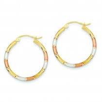 Tricolor Diamond Cut Earrings in 14k Tri-color Gold 