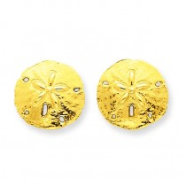 Sand Dollar Post Earrings in 14k Yellow Gold