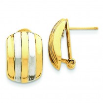 Ribbed Omega Back Post Earrings in 14k Yellow Gold