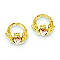Claddagh Post Earrings in 14k Yellow Gold