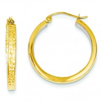 Light Square Diamond Cut Hoop Earrings in 14k Yellow Gold