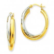 Double Oval Hoop Earrings in 14k Two-tone Gold