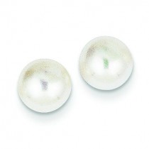 Button Cultured Pearl Stud Earrings in 14k Yellow Gold