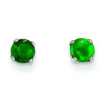 Emerald Stud Earrings in 14k White Gold