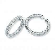 Diamond In Out Hinged Hoop Earrings in 14k White Gold