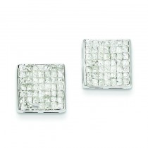 Princess Diamond Screwback Earrings in 14k White Gold 