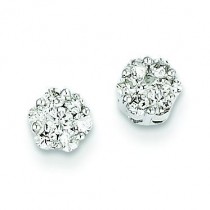 Diamond Cluster Screwback Earrings in 14k White Gold 