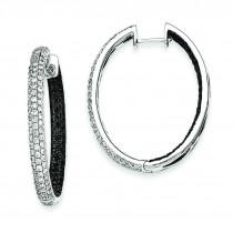 Black White Diamond In Out Hoop Earrings in 14k White Gold