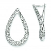 Diamond Large Oval Loop Earrings in 14k White Gold