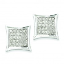 Diamond Large Square Bezel Post Earrings in 14k White Gold