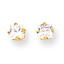 Princess Cut Cubic Zirconia Earrings in 14k Yellow Gold