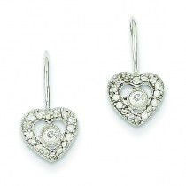 Diamond Heart Earrings in 14k White Gold