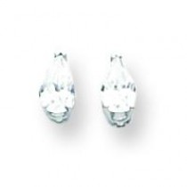 Cubic Zirconia Diamond Pear Stud Earring in 14k White Gold 