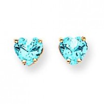 Heart Blue Topaz Earrings in 14k Yellow Gold