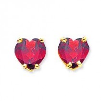 Heart Garnet Earrings in 14k Yellow Gold