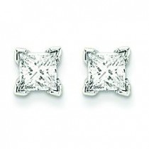 Quality Complete Princess Cut Diamond Earrings in 14k White Gold (0.24 Ct. tw.)