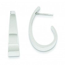 J-Hoop Post Earrings in 14k White Gold