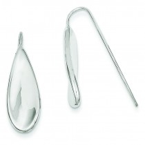 Curved Tear Drop Wire Earrings in 14k White Gold