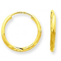 Satin Diamond Cut Endless Hoop Earrings in 14k Yellow Gold