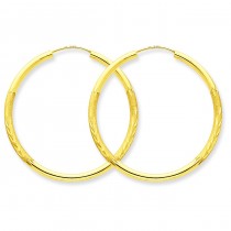 Satin Diamond Cut Endless Hoop Earrings in 14k Yellow Gold 