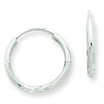 Diamond Cut Endless Hoop Earrings in 14k White Gold
