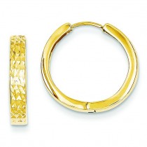 Diamond Cut Hinged Hoop Earrings in 14k Yellow Gold 