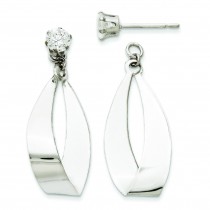 Oval Dangle With CZ Stud Earring Jackets in 14k White Gold