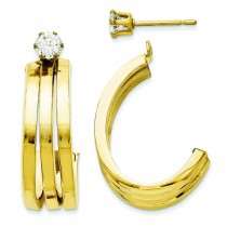 J Hoop With CZ Stud Earring Jackets in 14k Yellow Gold