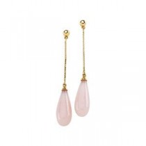 Pink Opal Briolette Earrings in 14k Yellow Gold