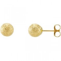 Stardust Finish Ball Earrings in 14k Yellow Gold