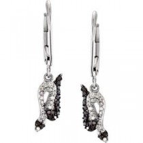Black Spinel Diamond Snake Earrings in Sterling Silver (0.16 Ct. tw.) (0.16 Ct. tw.)