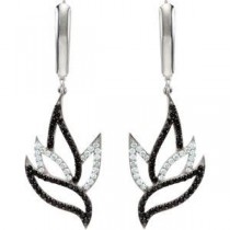 Black Spinel Diamond Earrings in Sterling Silver (0.25 Ct. tw.) (0.25 Ct. tw.)
