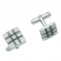 Square Double Lines Cuff Links in Non Metal