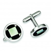Mother of Pearl Black Cuff Links in Sterling Silver