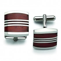 Wood Cuff Links in Stainless Steel